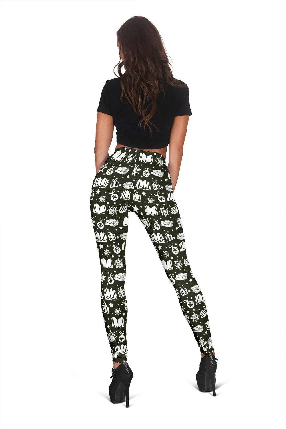 Dark Green Bookish Christmas Women's Leggings