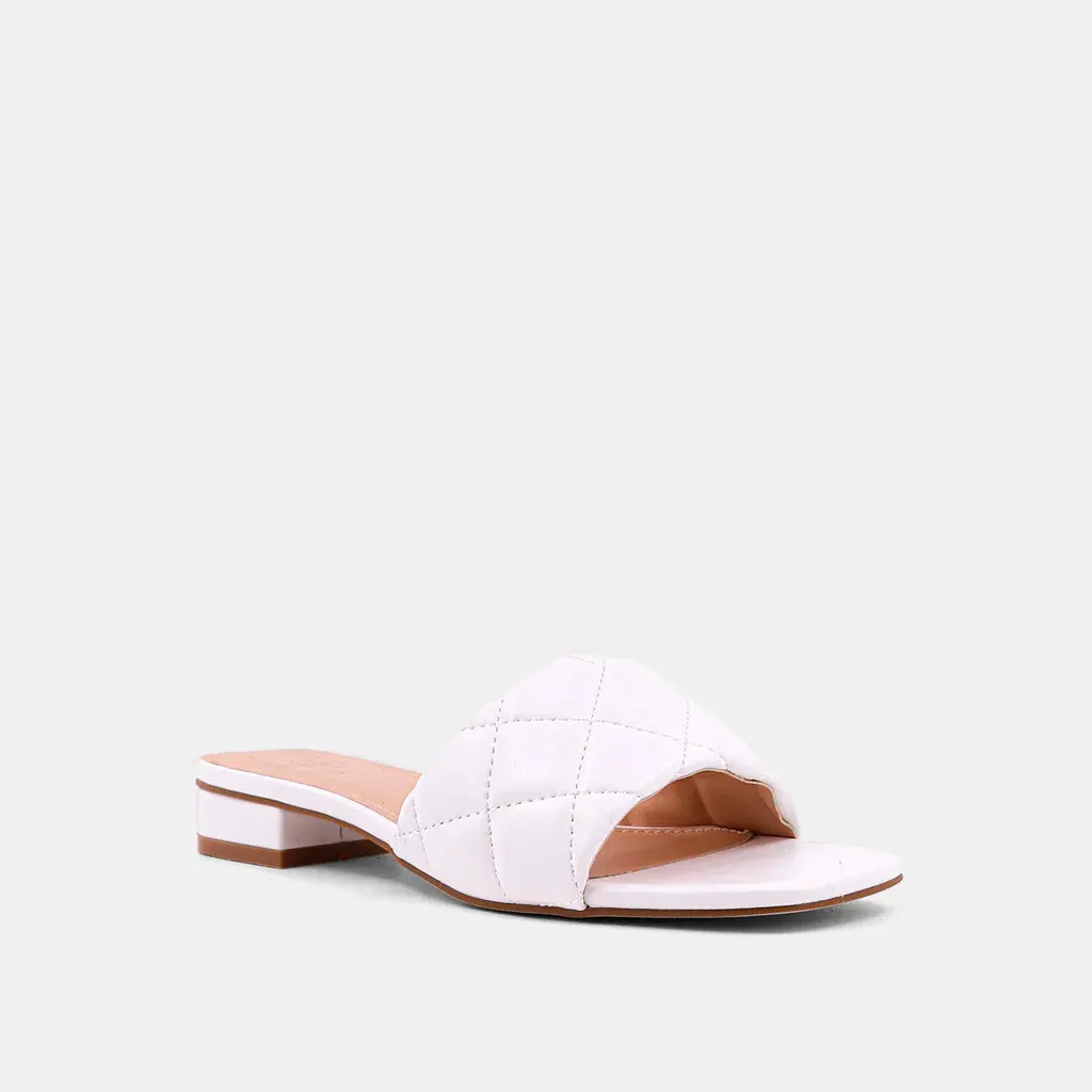 Denis White Quilted Slide Sandals