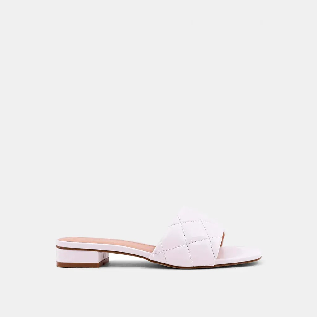 Denis White Quilted Slide Sandals