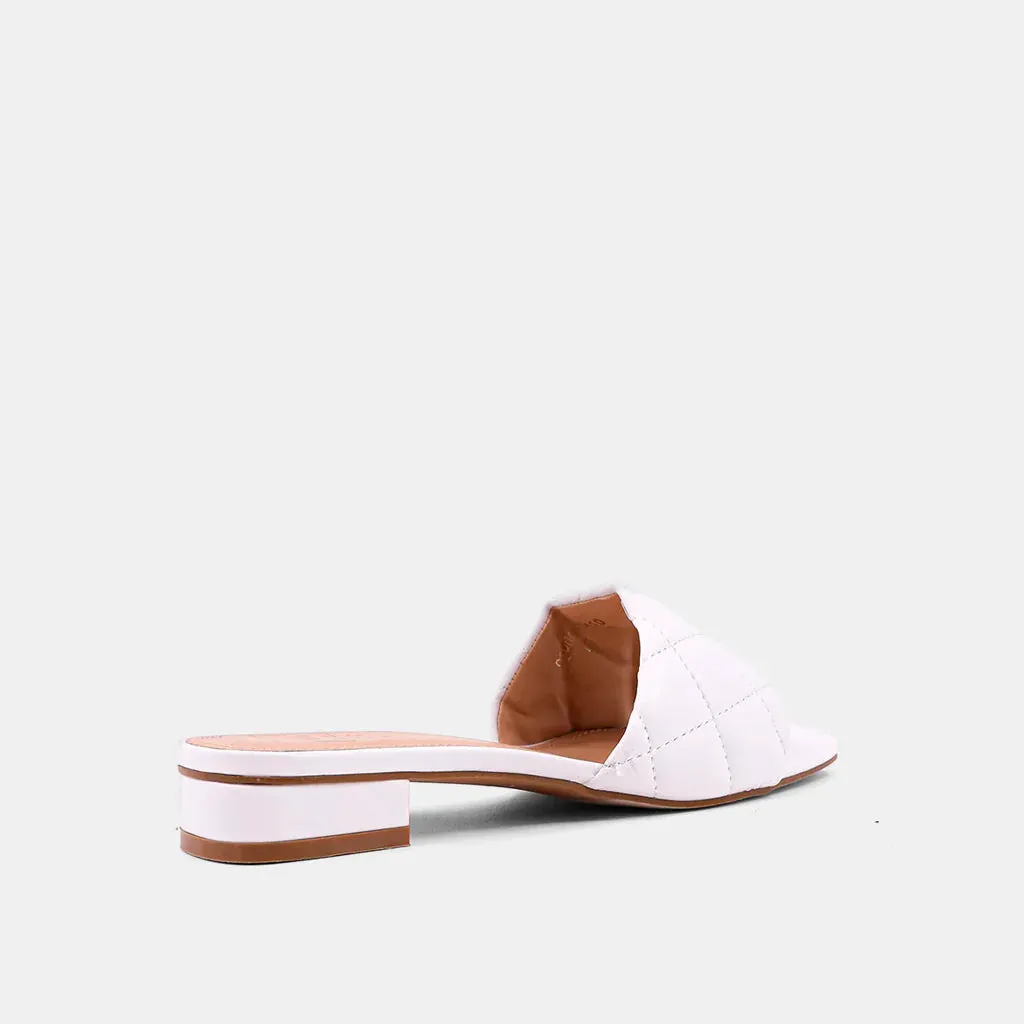 Denis White Quilted Slide Sandals