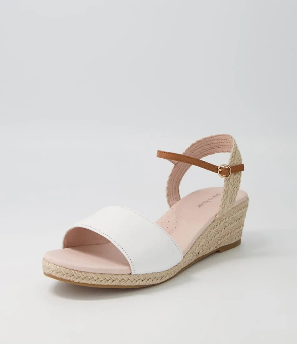 DIANA FERRARI Harissa White Tan Leather Espadrilles