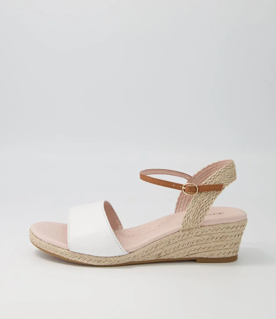 DIANA FERRARI Harissa White Tan Leather Espadrilles