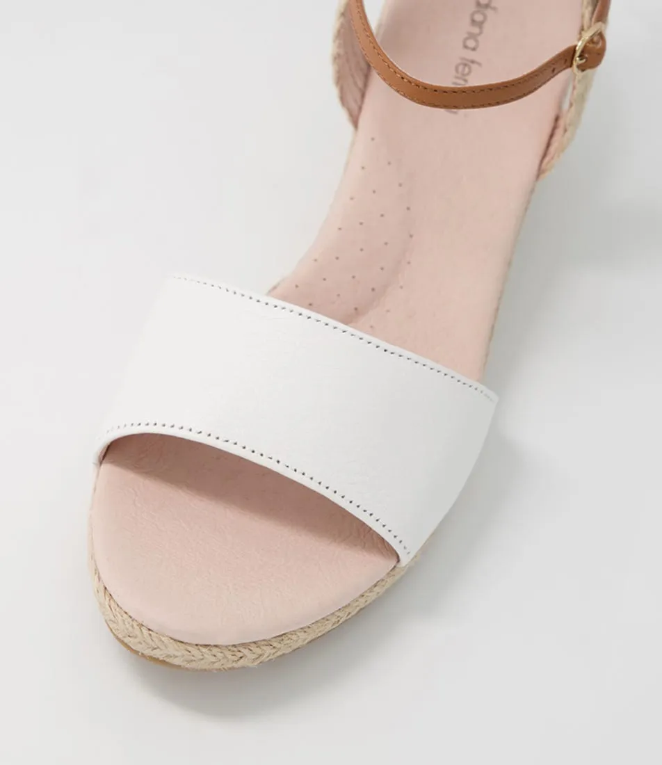 DIANA FERRARI Harissa White Tan Leather Espadrilles