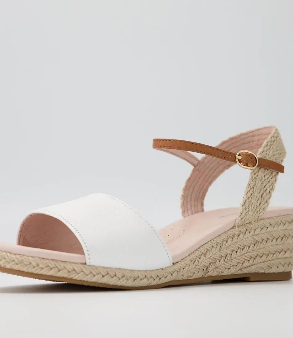 DIANA FERRARI Harissa White Tan Leather Espadrilles