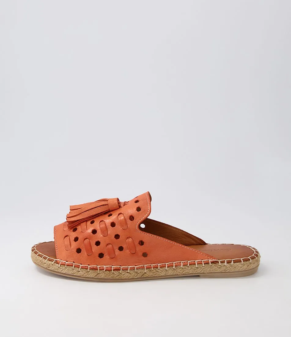 DIANA FERRARI Pilette Orange Leather Espadrilles