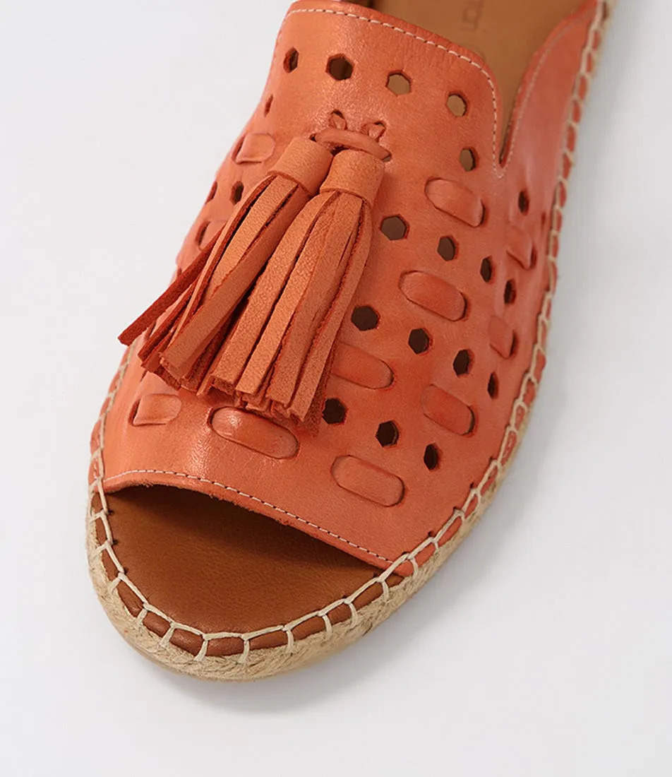 DIANA FERRARI Pilette Orange Leather Espadrilles