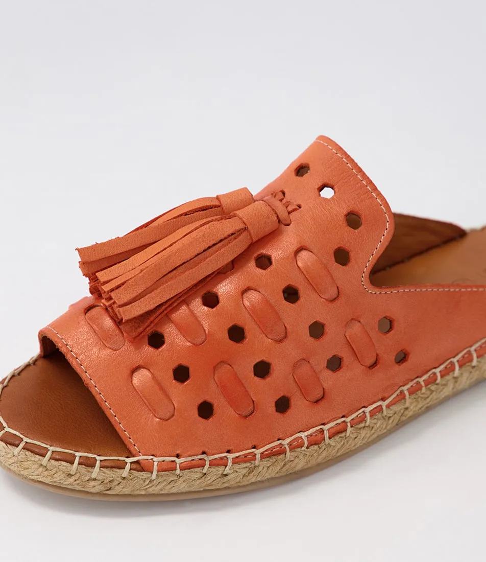 DIANA FERRARI Pilette Orange Leather Espadrilles