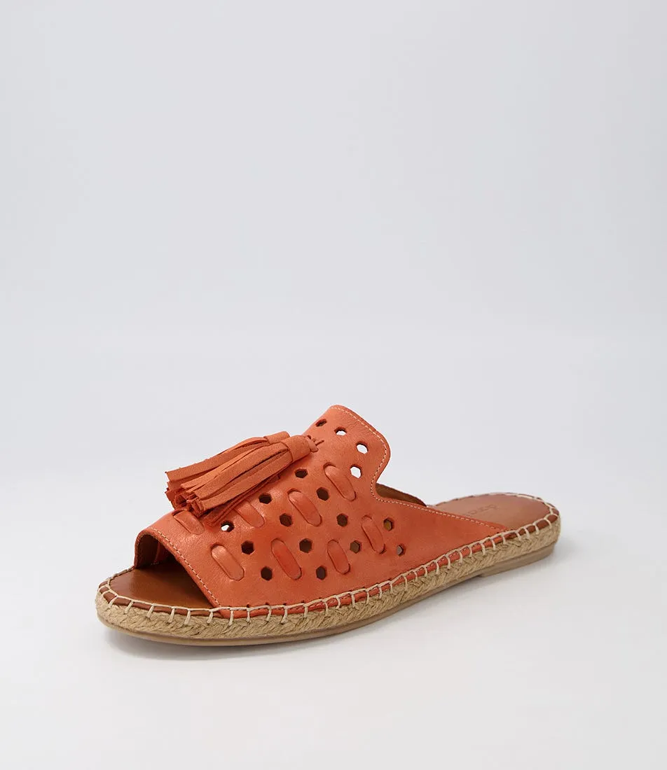 DIANA FERRARI Pilette Orange Leather Espadrilles