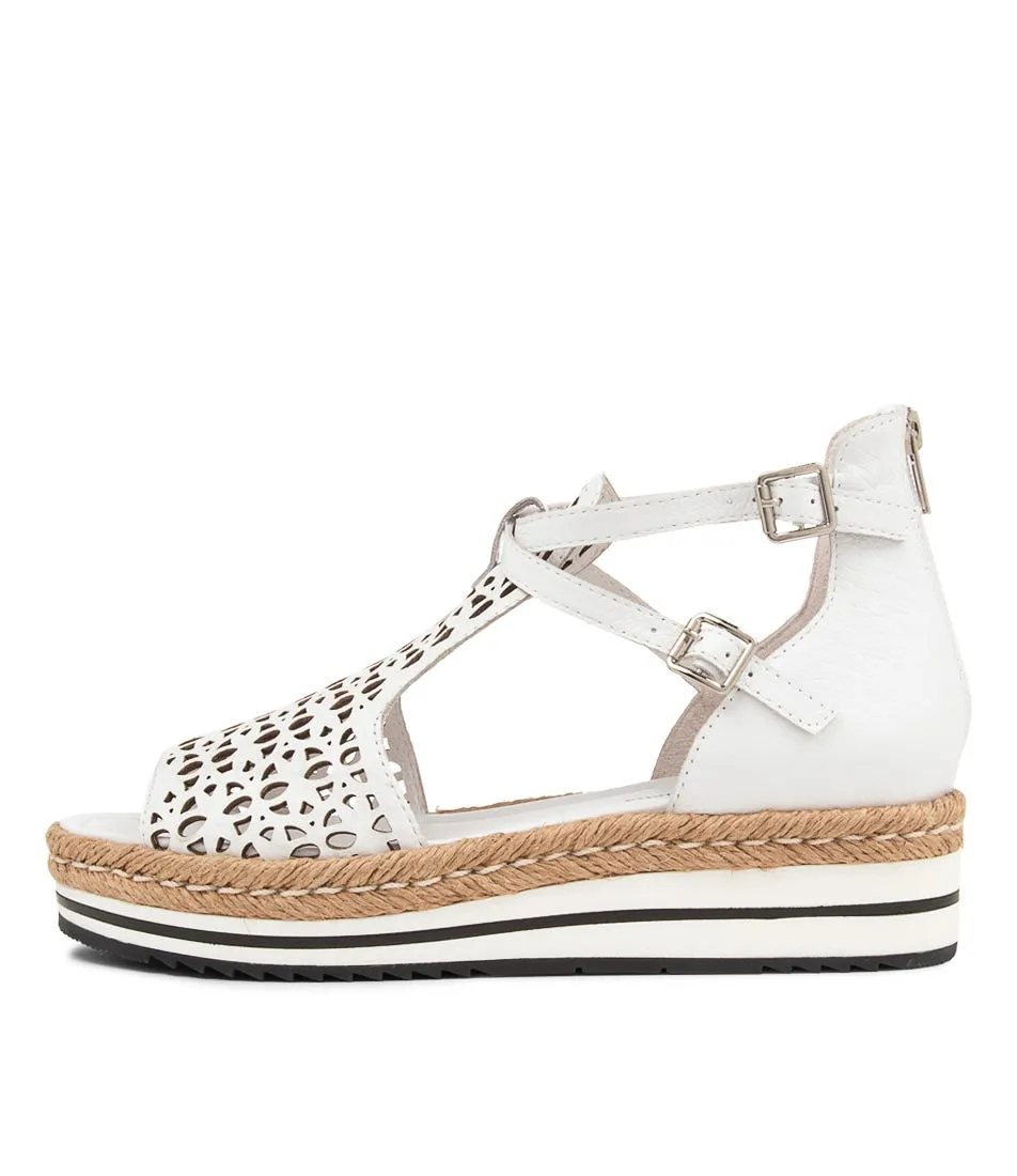 DJANGO & JULIETTE Accra White Leather Espadrilles