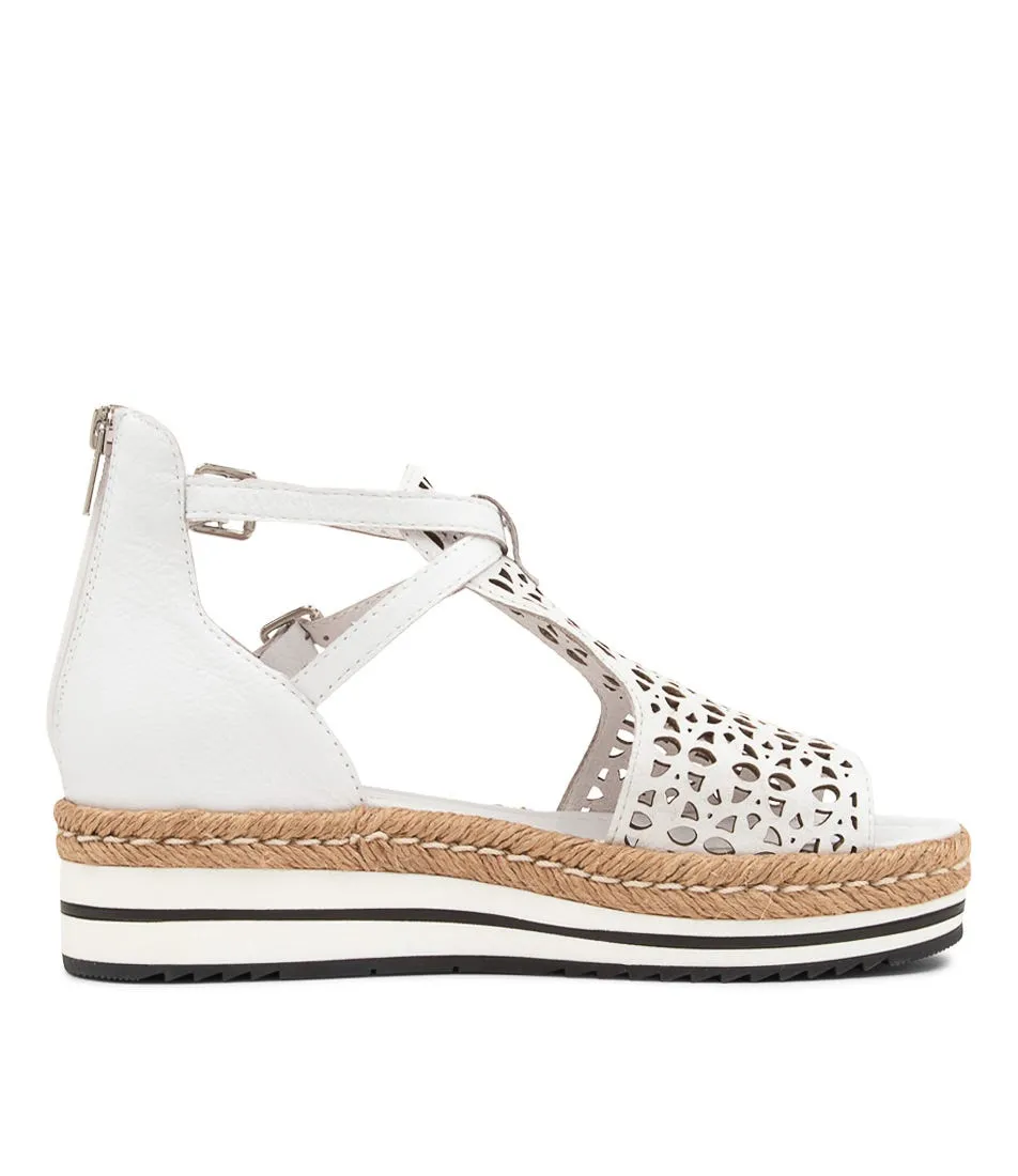 DJANGO & JULIETTE Accra White Leather Espadrilles