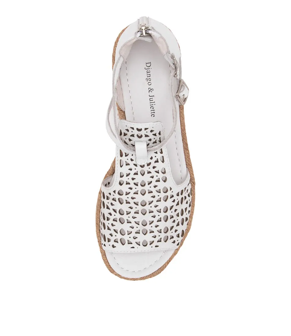 DJANGO & JULIETTE Accra White Leather Espadrilles