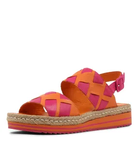 DJANGO & JULIETTE Acke Orange Fuchsia Leather Espadrilles