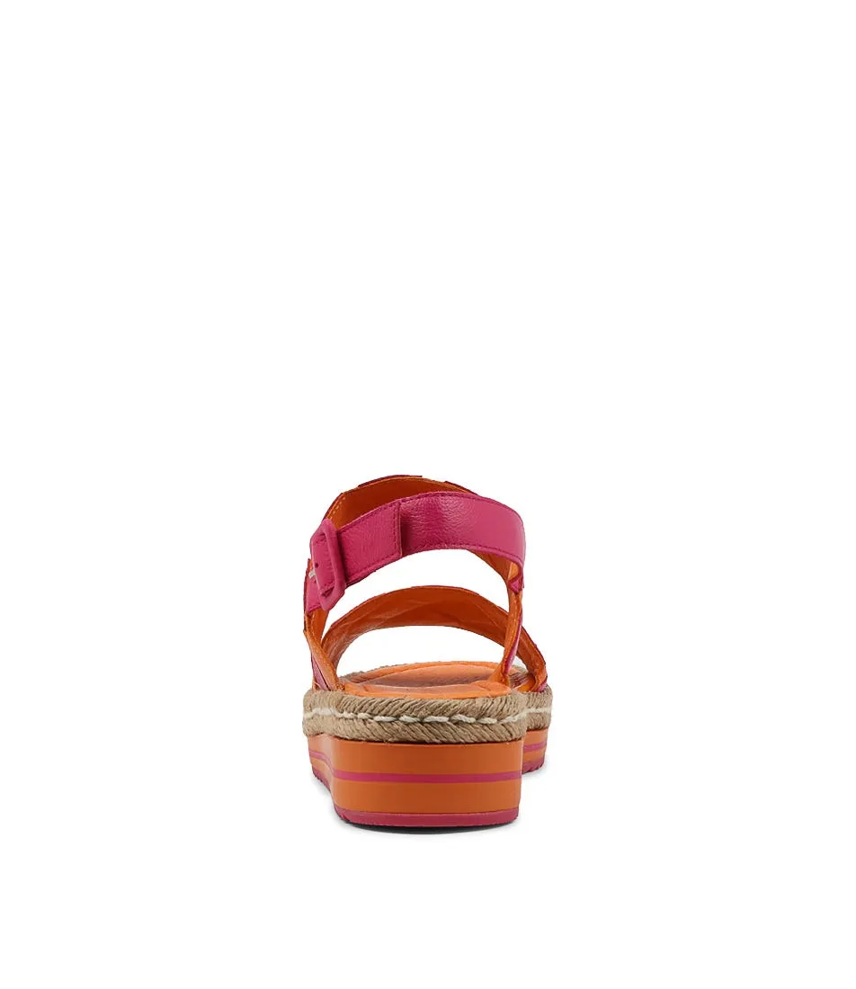 DJANGO & JULIETTE Acke Orange Fuchsia Leather Espadrilles