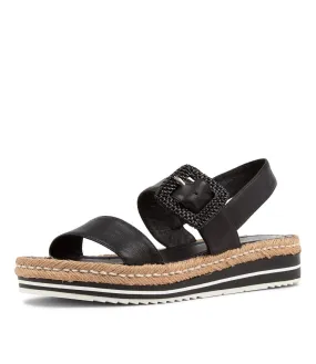 DJANGO & JULIETTE Antons Black Leather Espadrilles