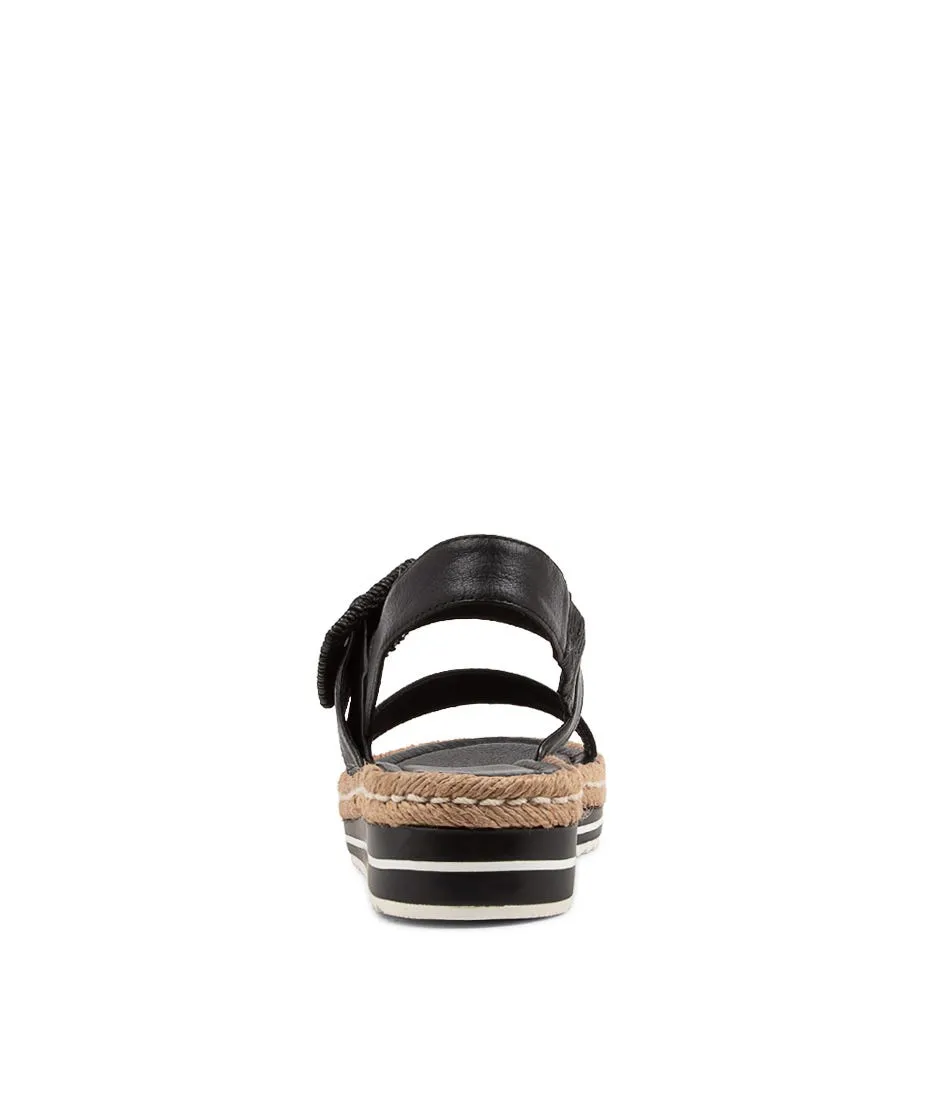 DJANGO & JULIETTE Antons Black Leather Espadrilles