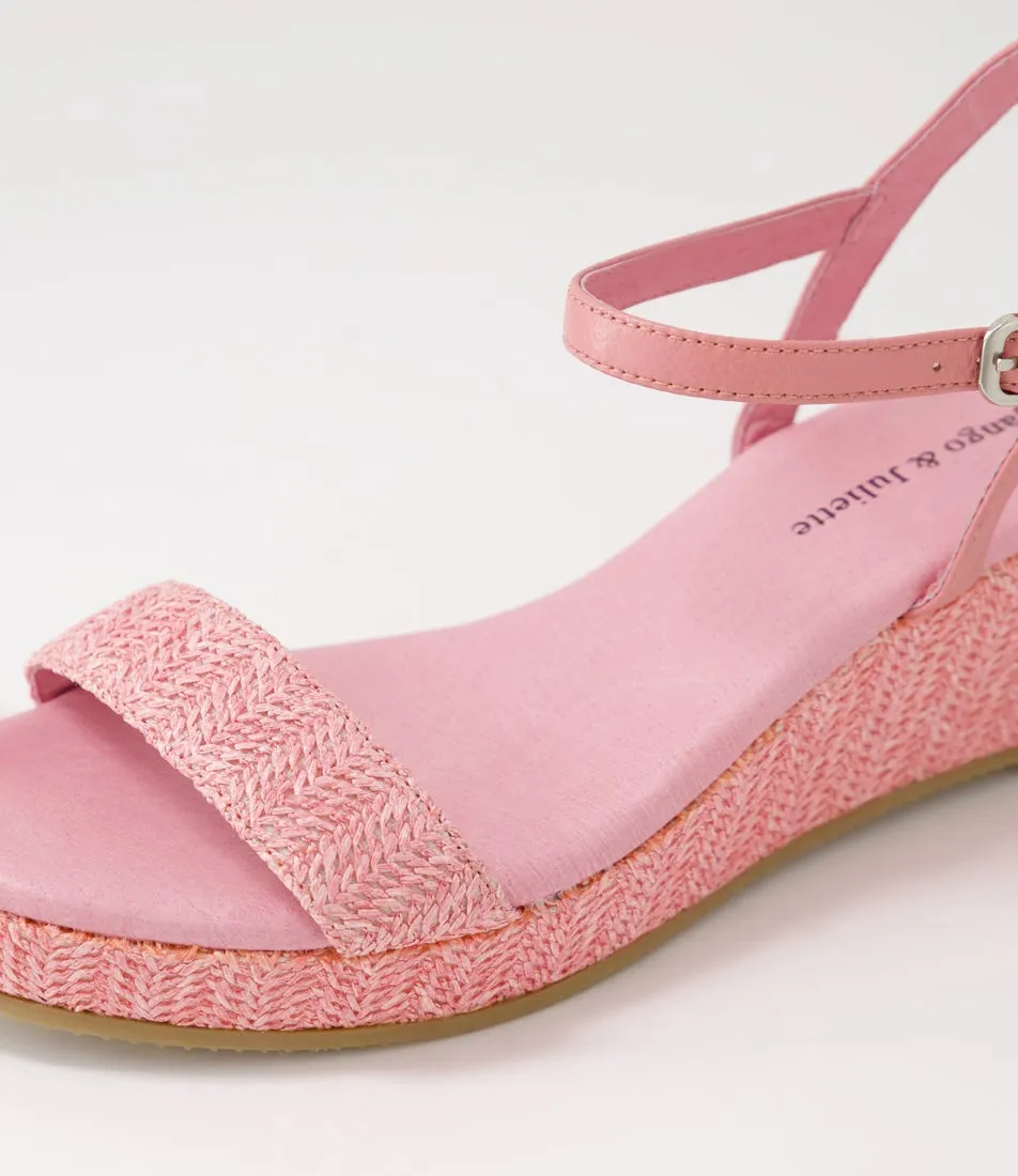 DJANGO & JULIETTE Sable Pink Synthetic Raffia Leather Espadrilles