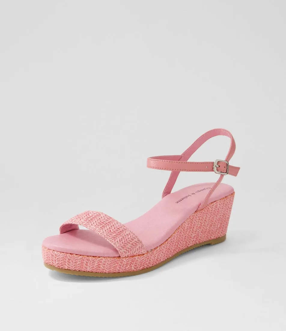 DJANGO & JULIETTE Sable Pink Synthetic Raffia Leather Espadrilles