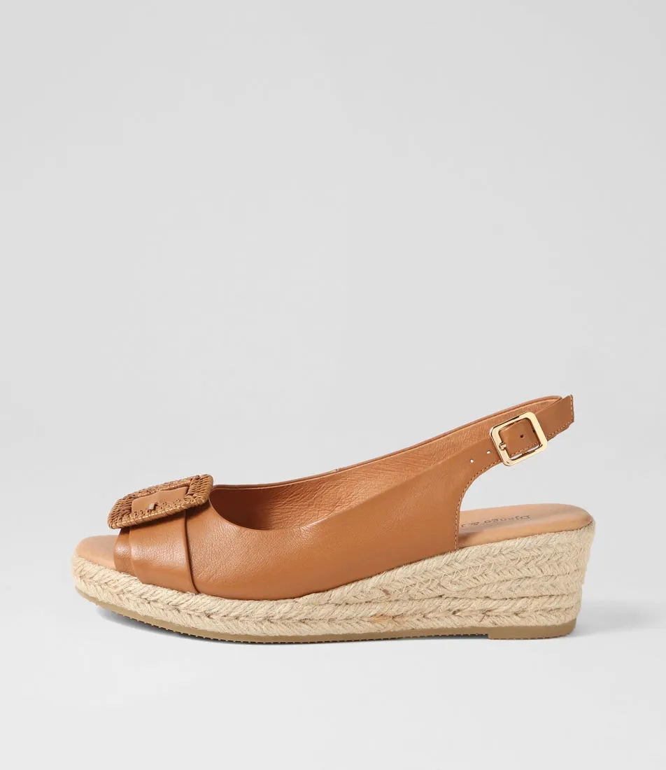 DJANGO & JULIETTE Saloso Dark Tan Natural Leather Buckle Espadrilles