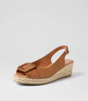 DJANGO & JULIETTE Saloso Dark Tan Natural Leather Buckle Espadrilles