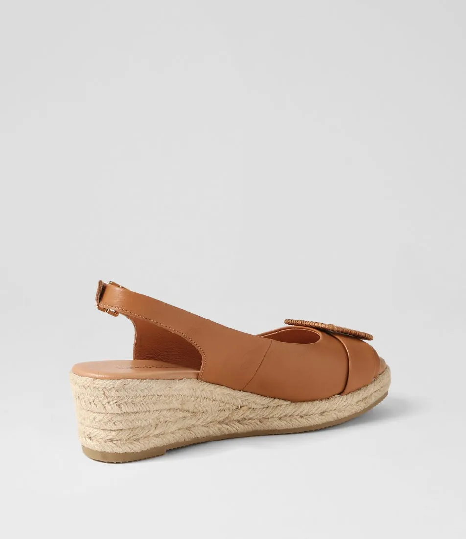 DJANGO & JULIETTE Saloso Dark Tan Natural Leather Buckle Espadrilles