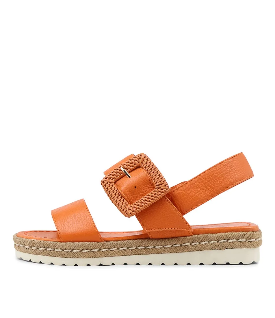 DJANGO & JULIETTE Silas Orange Leather Buckle Espadrilles