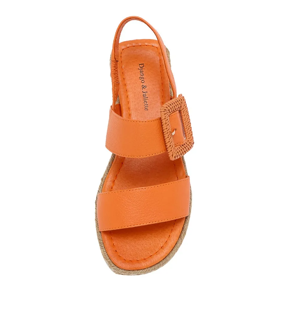 DJANGO & JULIETTE Silas Orange Leather Buckle Espadrilles