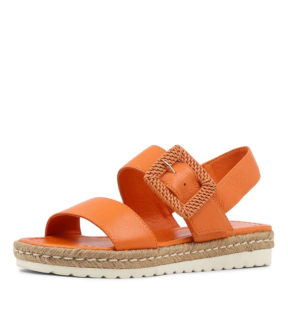 DJANGO & JULIETTE Silas Orange Leather Buckle Espadrilles