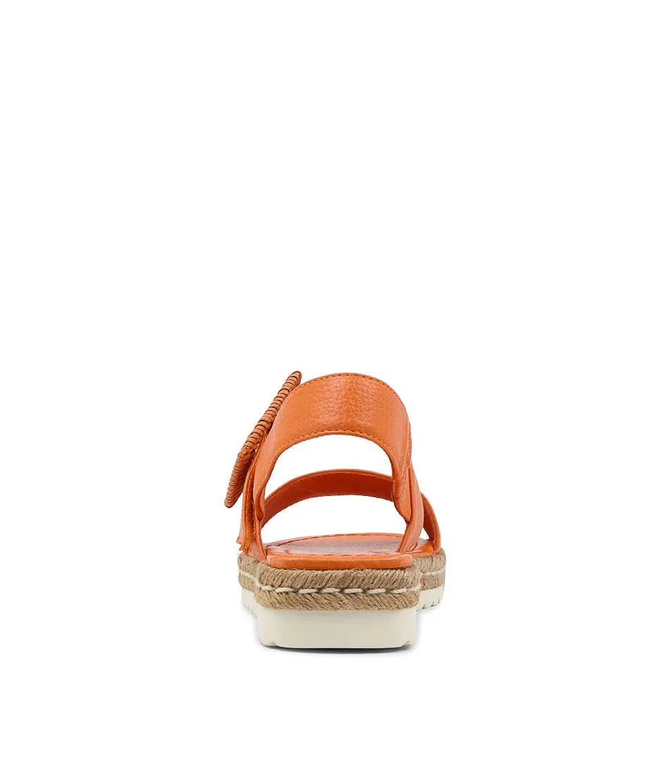 DJANGO & JULIETTE Silas Orange Leather Buckle Espadrilles