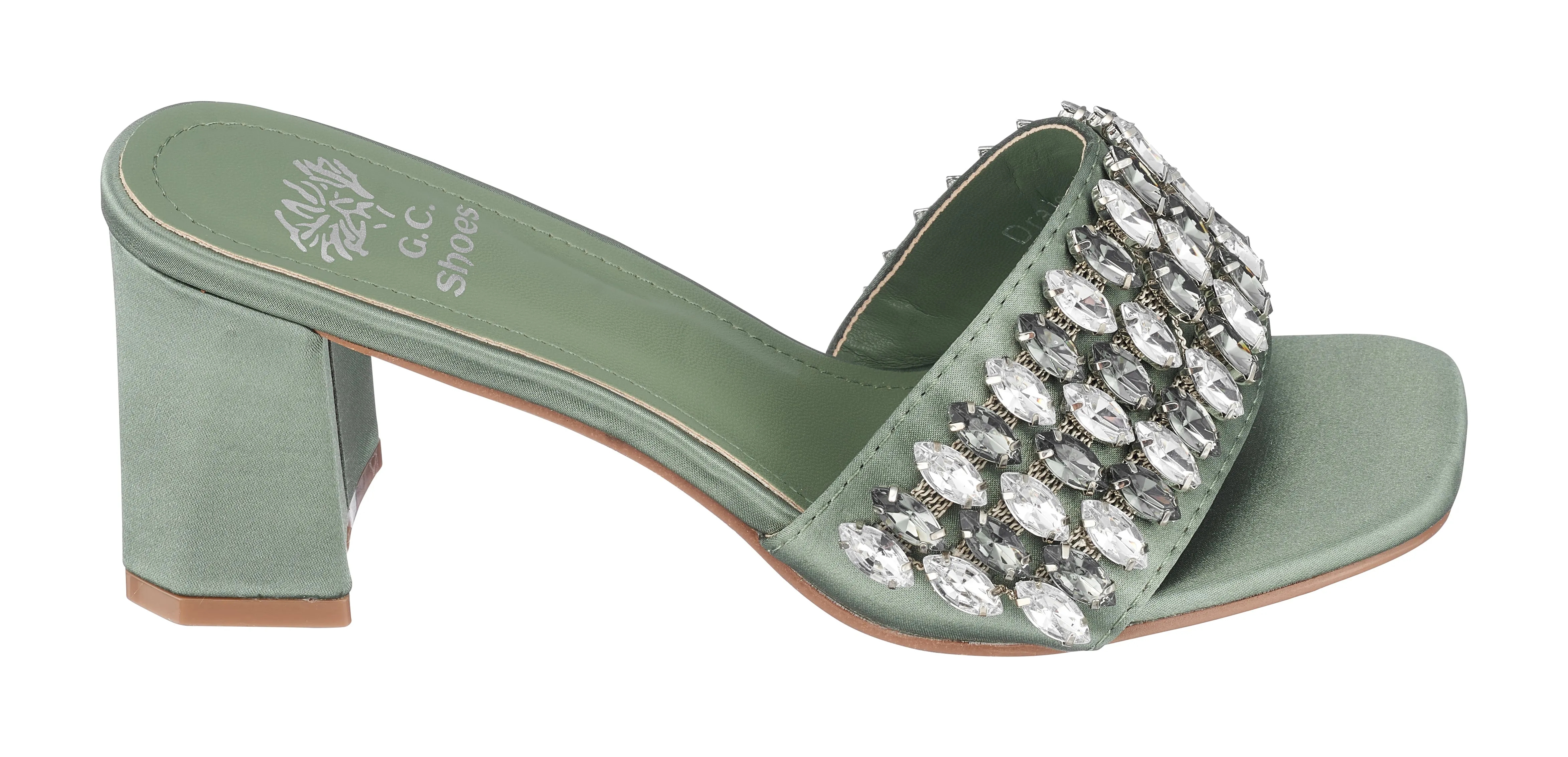 Drais Green Heeled Sandals