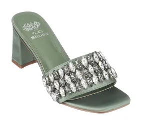 Drais Green Heeled Sandals