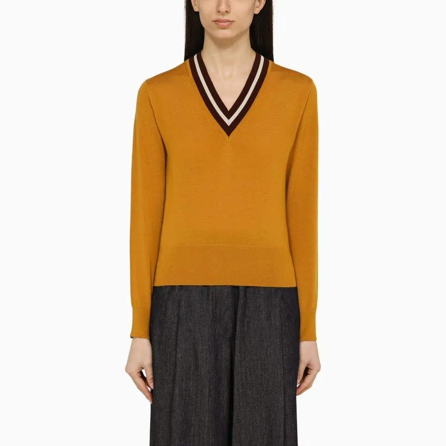 Dries Van Noten  |Stripes Casual Style Unisex Wool Street Style V-Neck