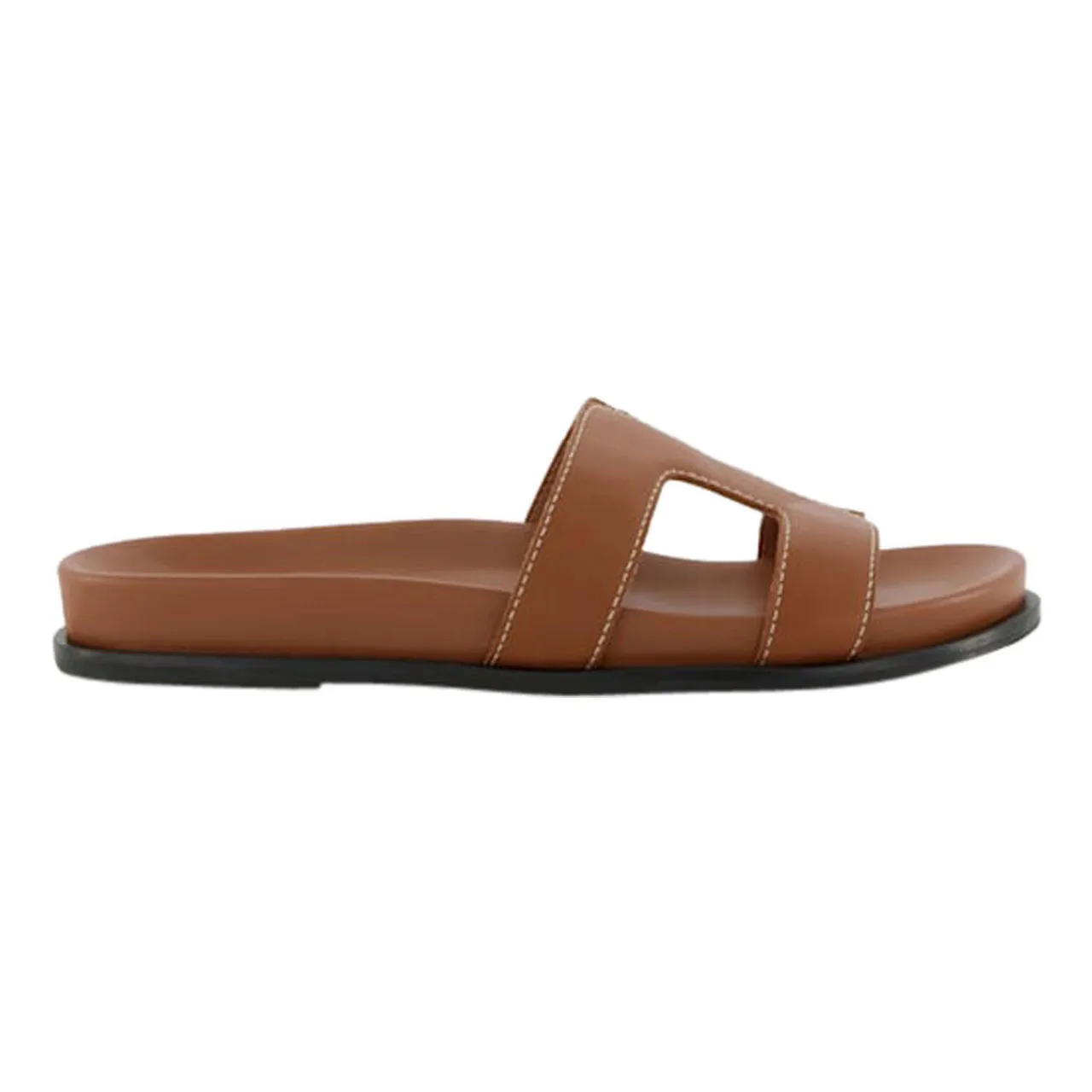 DUNE LONDON Loupa Topstitch-Detail Flat Sandals - Brown