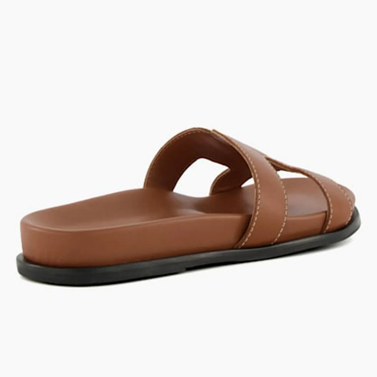 DUNE LONDON Loupa Topstitch-Detail Flat Sandals - Brown