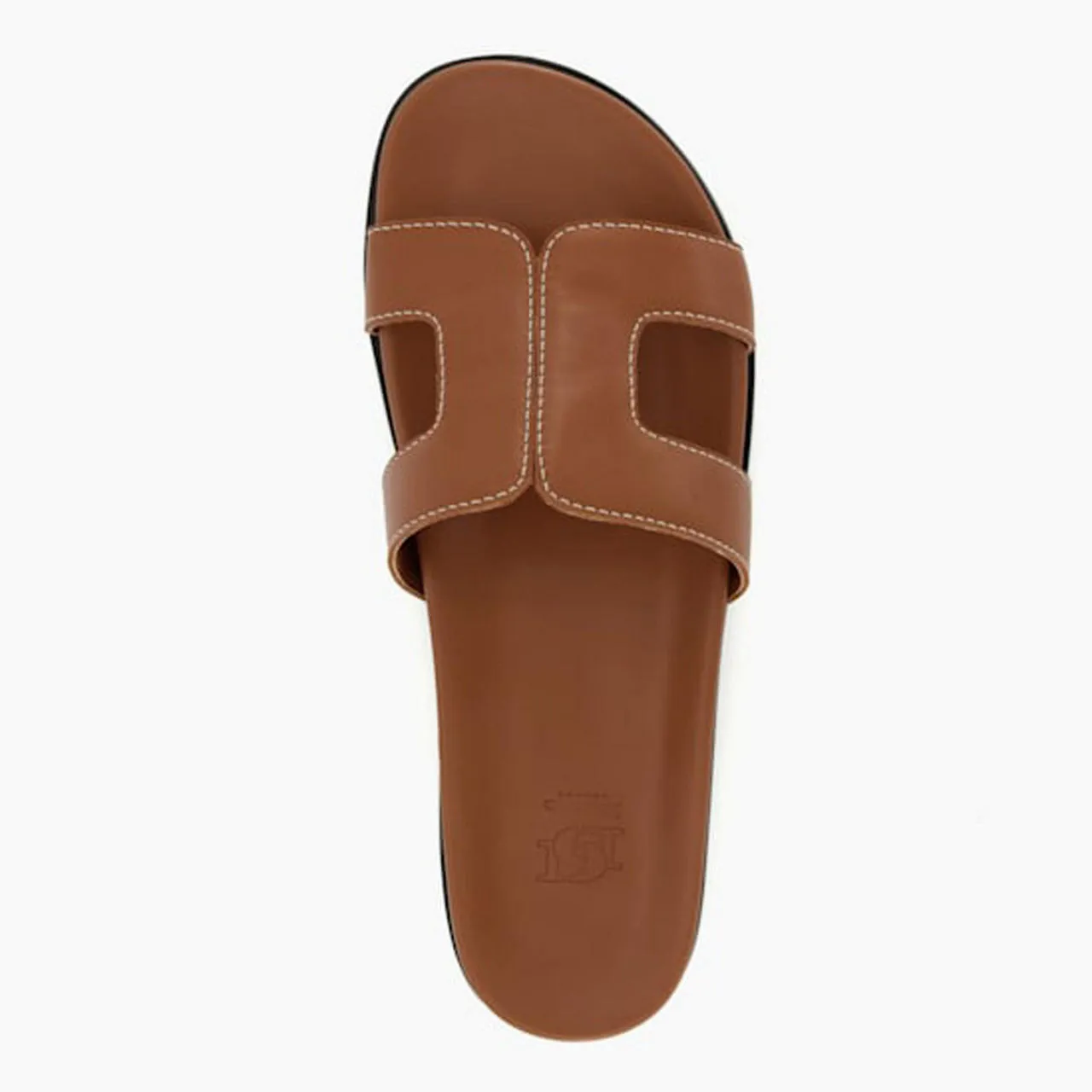 DUNE LONDON Loupa Topstitch-Detail Flat Sandals - Brown