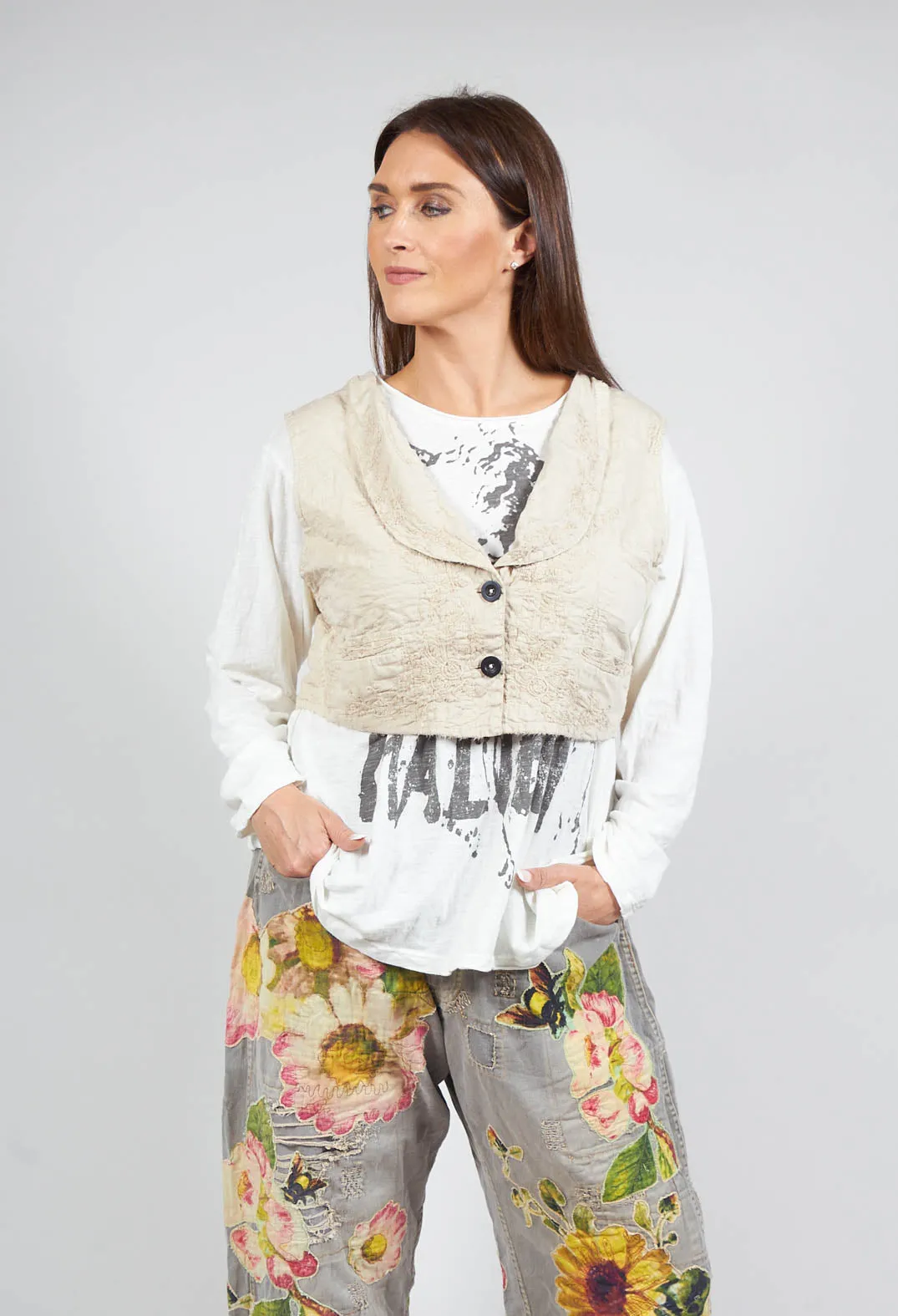 Embroidered Aysel Vest In Moonlight