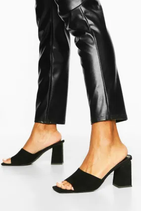 Extreme Square Toe Block Heel Mules