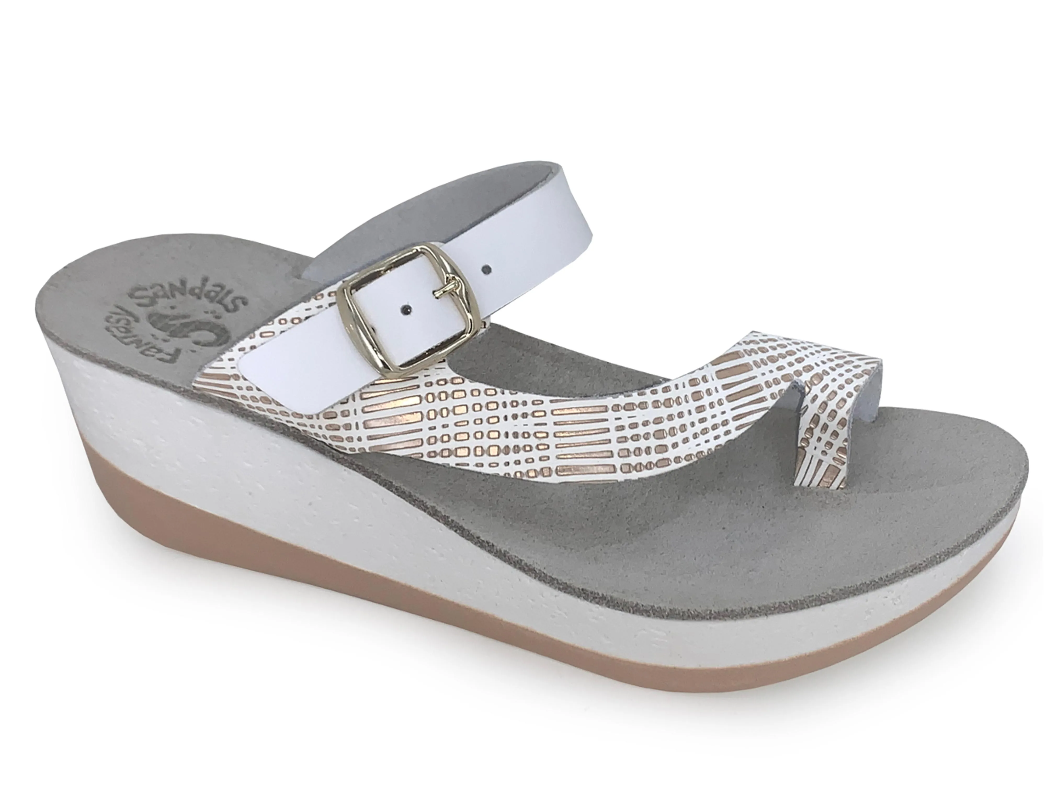 Fantasy Sandals Felisa Platform Wedge Sandal White Multi