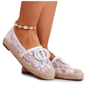 FE1 Women's Lace Espadrilles With White Summer Dream Decoration