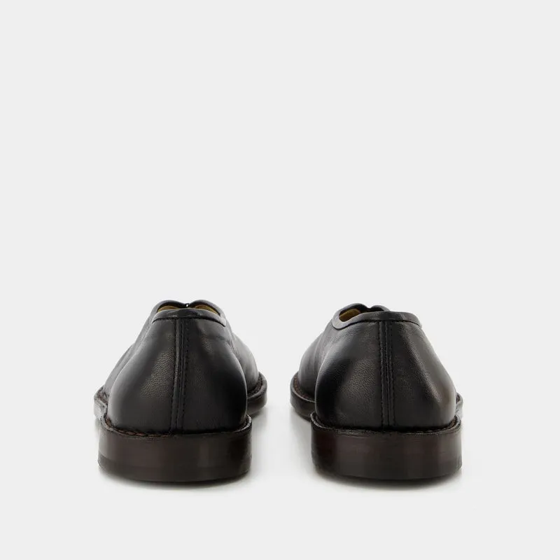 Flat Piped Mules - Lemaire - Black - Leather