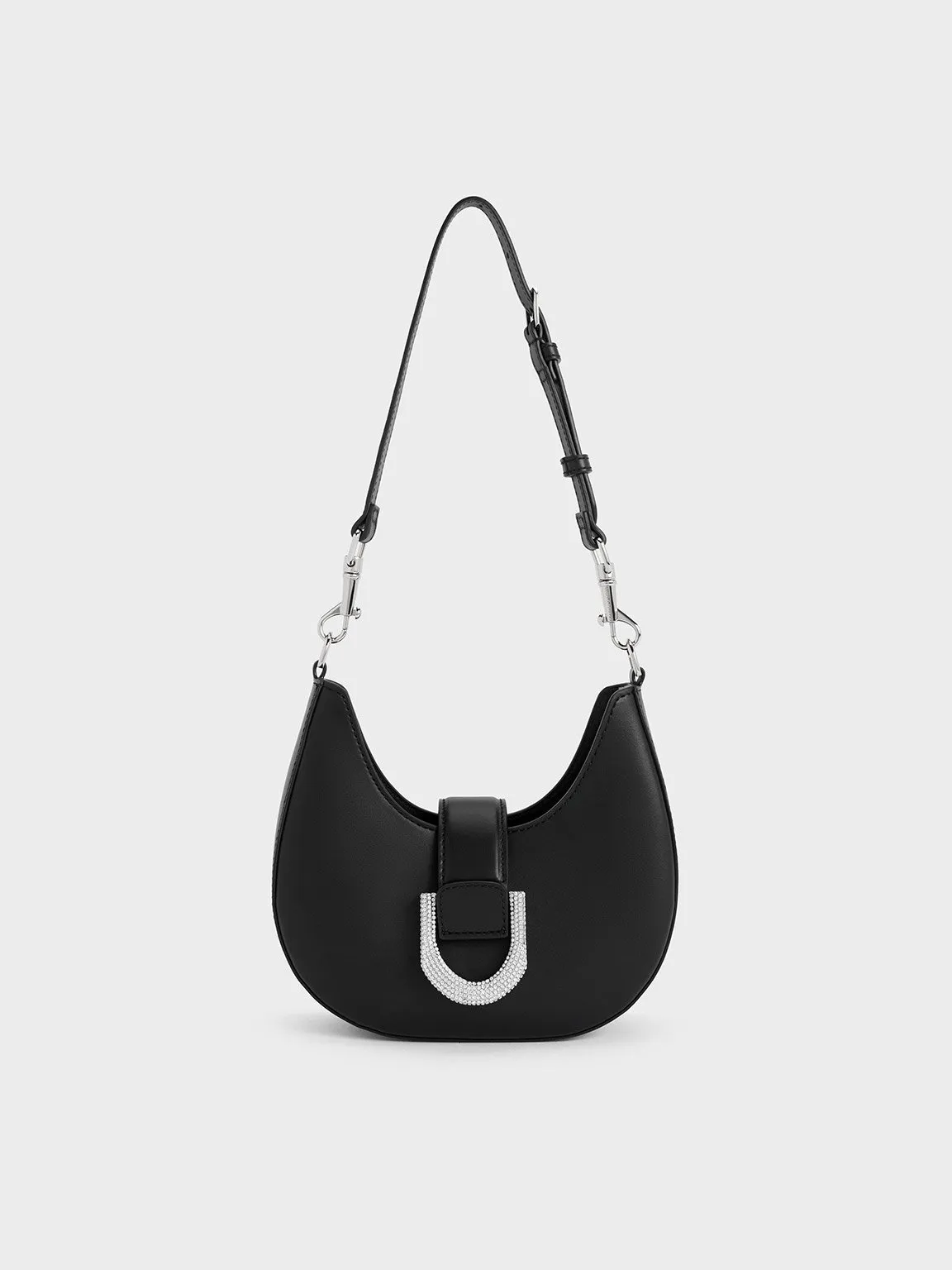 Gabine Leather Crystal-Embellished Hobo Bag - Noir