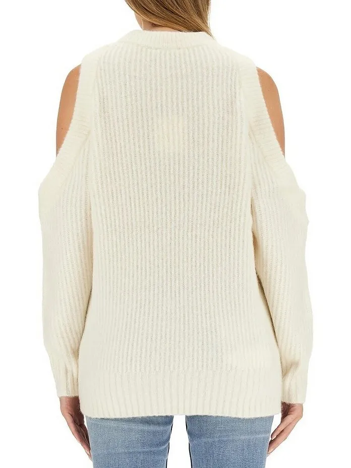 Ganni  |Crew Neck Casual Style Wool Rib Street Style Long Sleeves