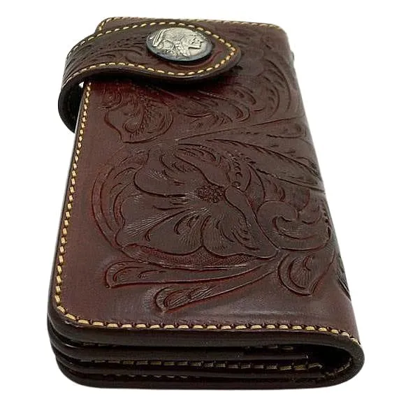 Genuine Leather Dark Red Biker Indian Wallet