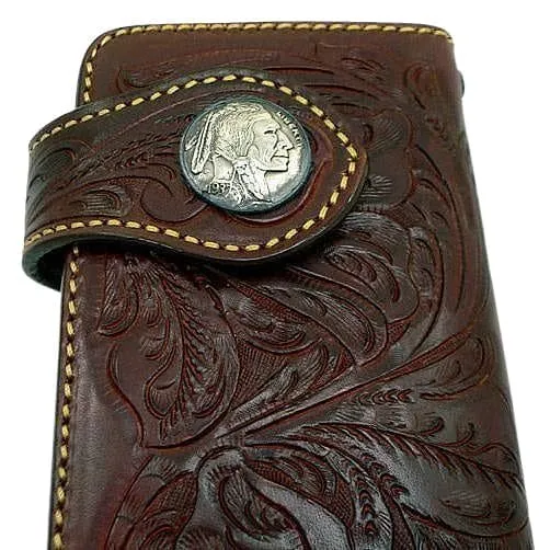 Genuine Leather Dark Red Biker Indian Wallet