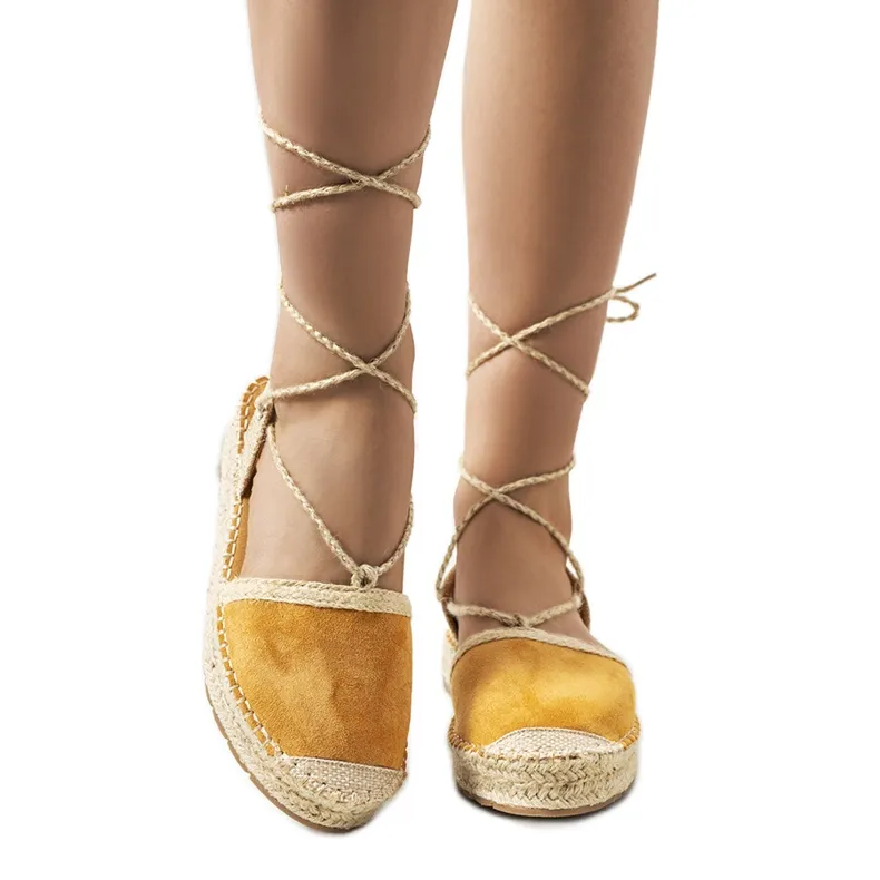 Gianne's brown tied espadrilles beige yellow