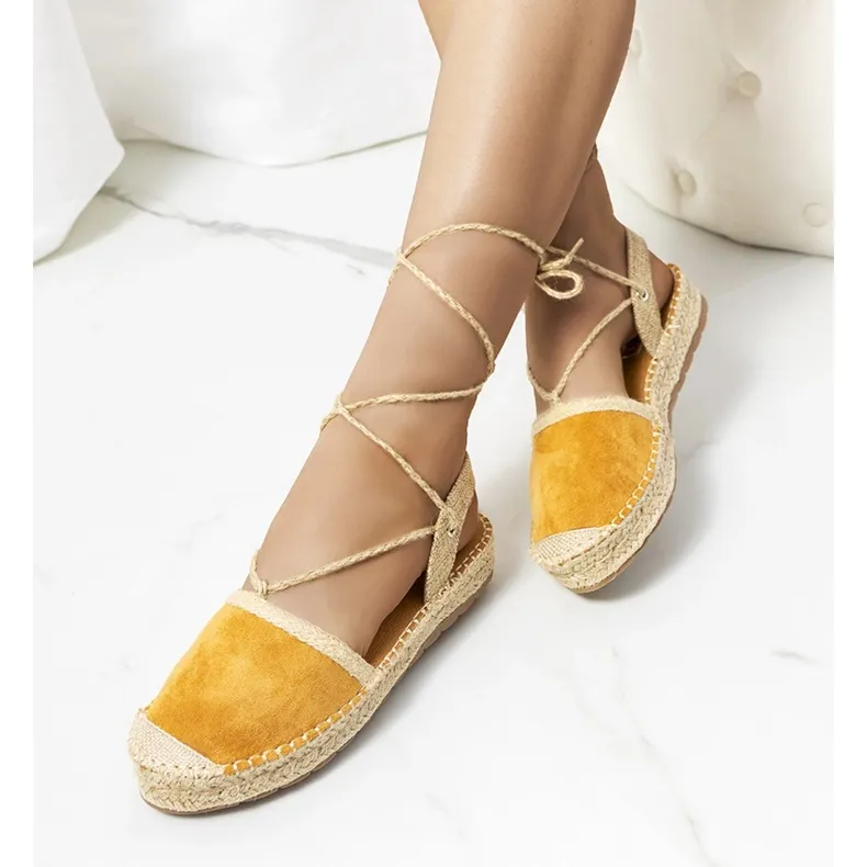 Gianne's brown tied espadrilles beige yellow