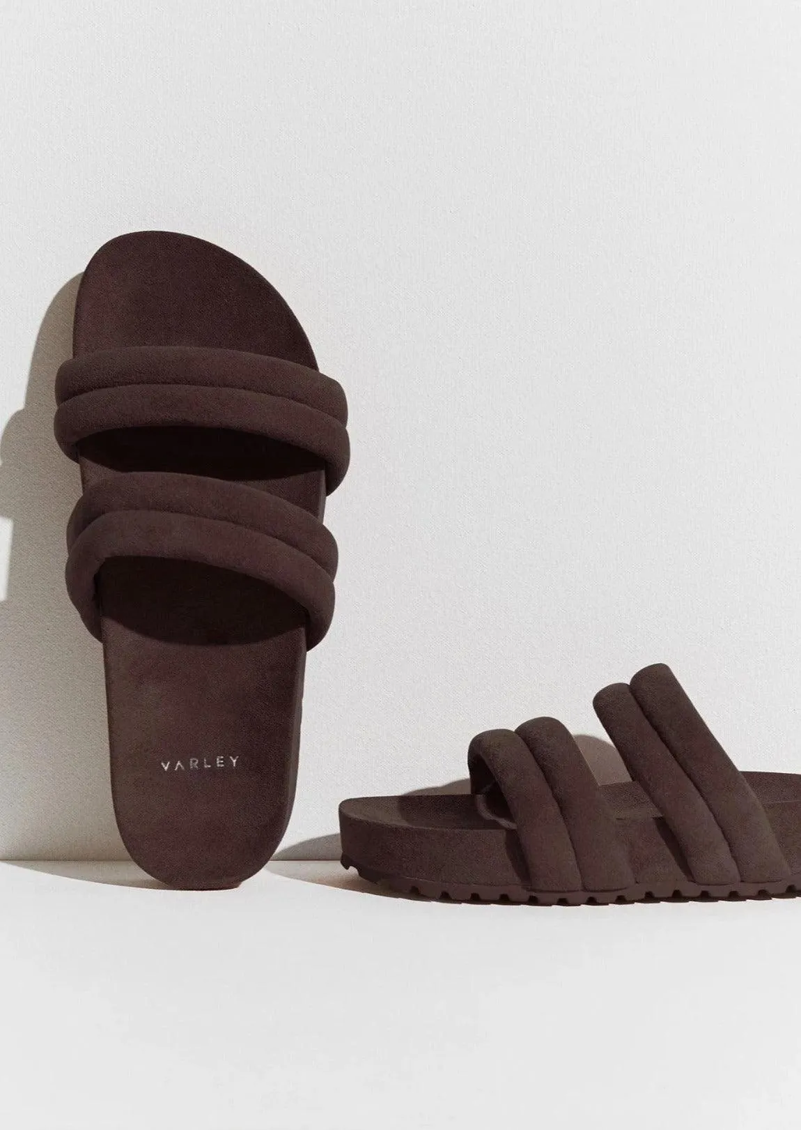 Giles Quilted Slides in Chocolate Brown