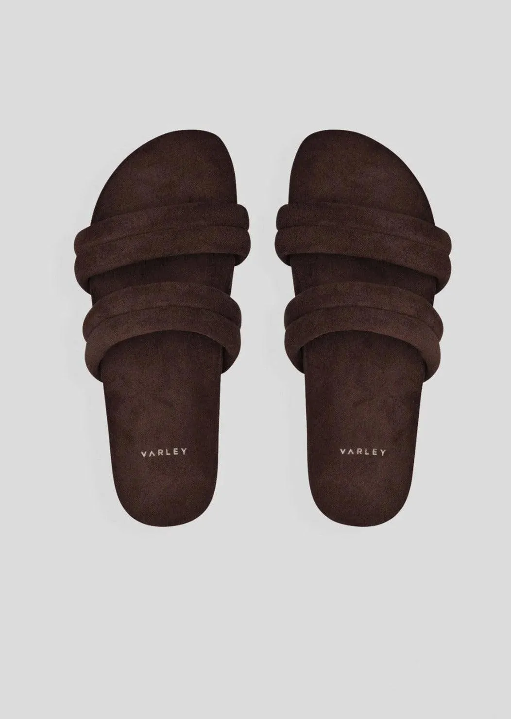 Giles Quilted Slides in Chocolate Brown