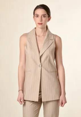 Gilet avorio gessato