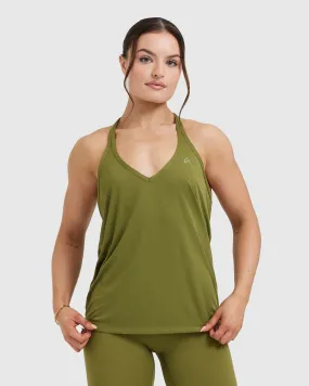 Go To Strappy Loose Vest | Olive Green