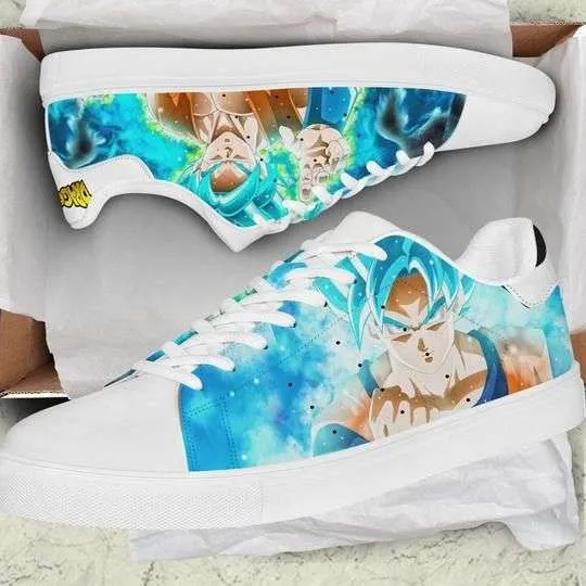 Goku Blue Saiyan Dragon Ball Super Low top Leather Skate Shoes